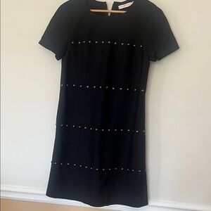 Tory Burch Black Short Sleeve Studded Shift Dress